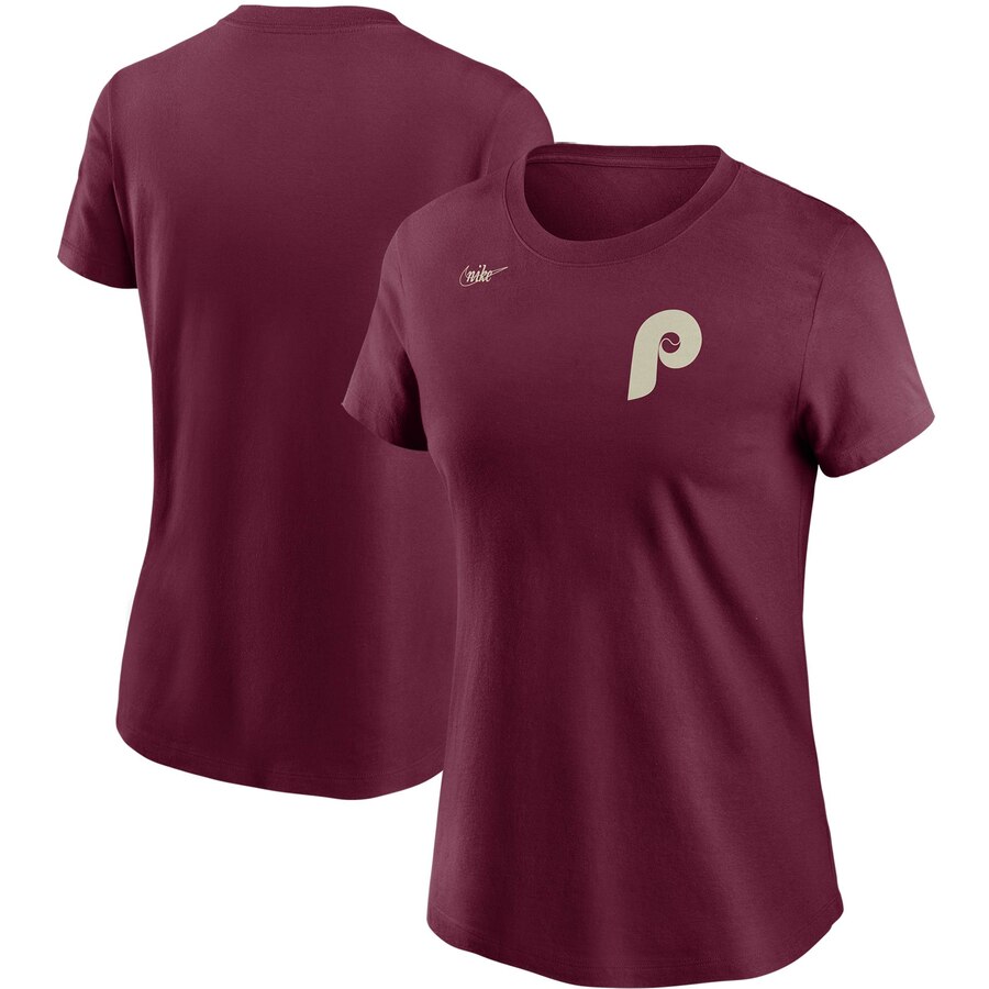 Philadelphia Phillies Nike Women's Cooperstown Collection Wordmark T-Shirt Burgundy